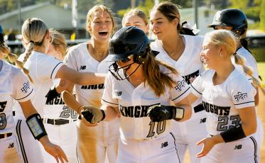 Freshman Presley Caylor (10) hit her first-ever varsity home run Monday, which gave the 16-win Robbinsville Lady Knights yet another achievement to celebrate amid what is already a monumental year for the program. Photo by Jacquline Gayosso/The Graham Star