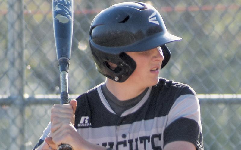 Senior first baseman Lathan Buchanan recorded two doubles and drove in five runs for Robbinsville in Tuesday’s 14-3 road win over Andrews. Photo courtesy of Fala Welch/Contributing Photographer